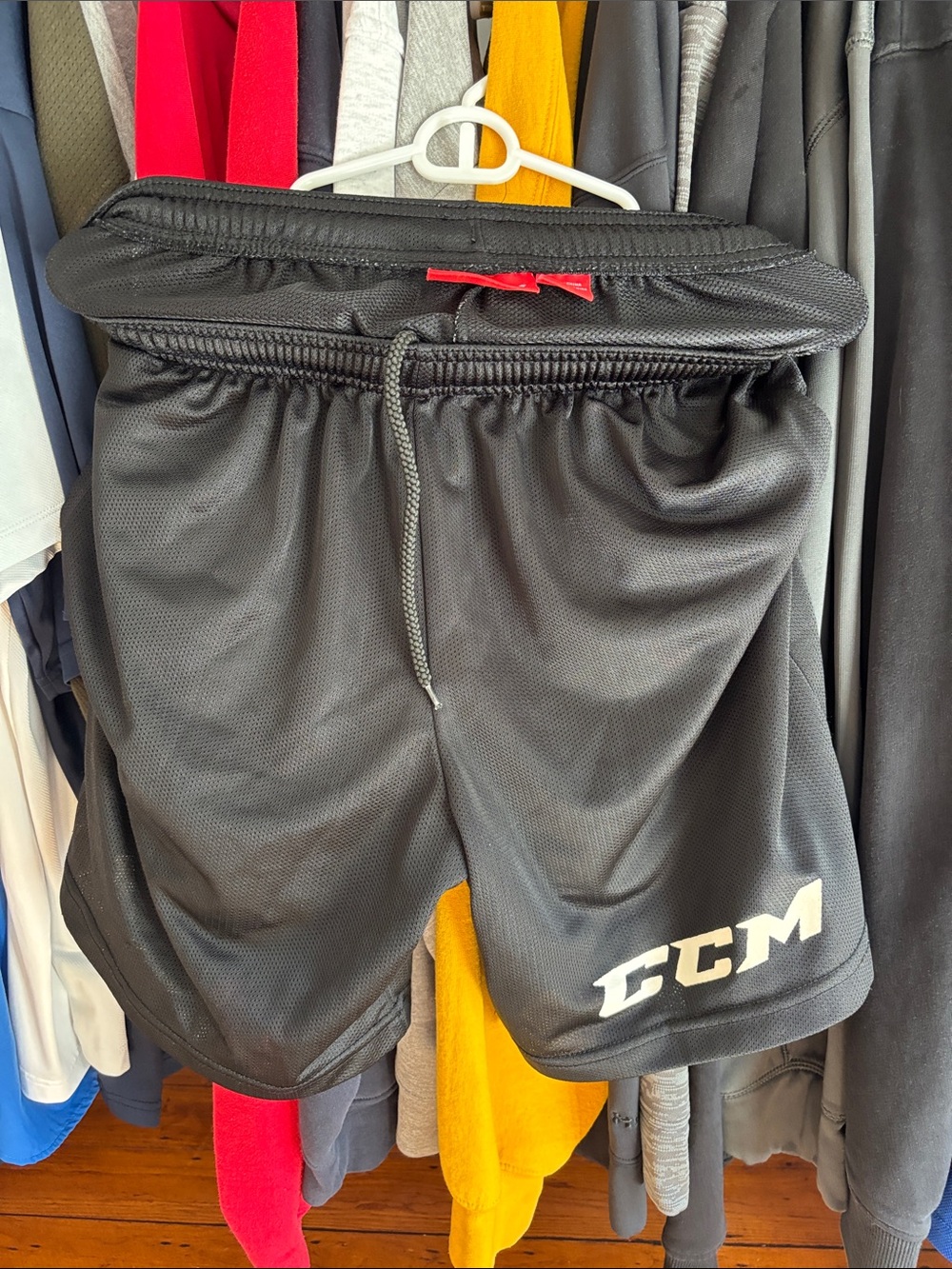 CCM Black Athletic Mesh Shorts with White Logo